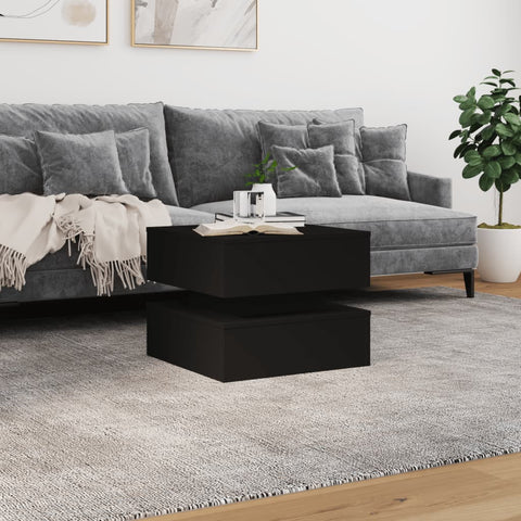 vidaXL Coffee Table with LED Lights Black 50x50x40 cm
