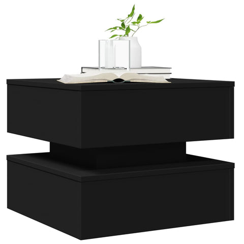 vidaXL Coffee Table with LED Lights Black 50x50x40 cm