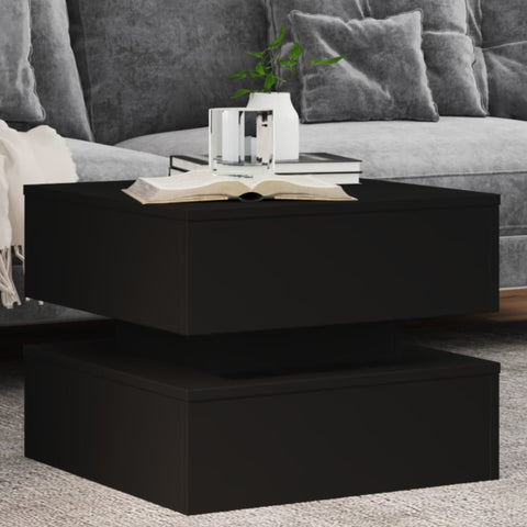 vidaXL Coffee Table with LED Lights Black 50x50x40 cm