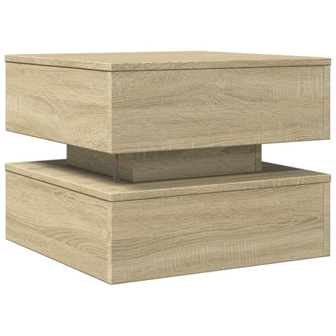 vidaXL Coffee Table with LED Lights Sonoma Oak 50x50x40 cm