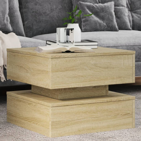 vidaXL Coffee Table with LED Lights Sonoma Oak 50x50x40 cm