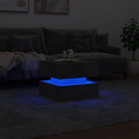 vidaXL Coffee Table with LED Lights Concrete Grey 50x50x40 cm