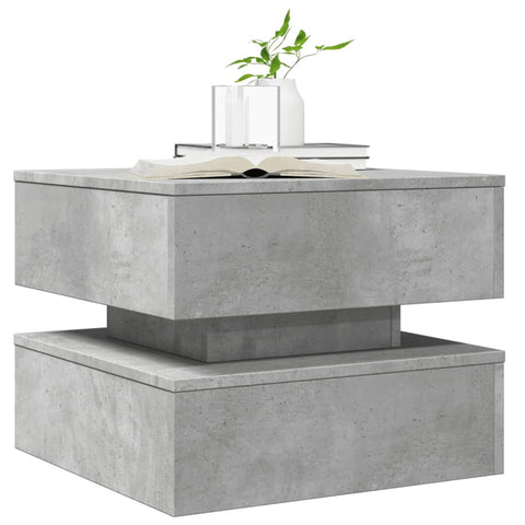 vidaXL Coffee Table with LED Lights Concrete Grey 50x50x40 cm