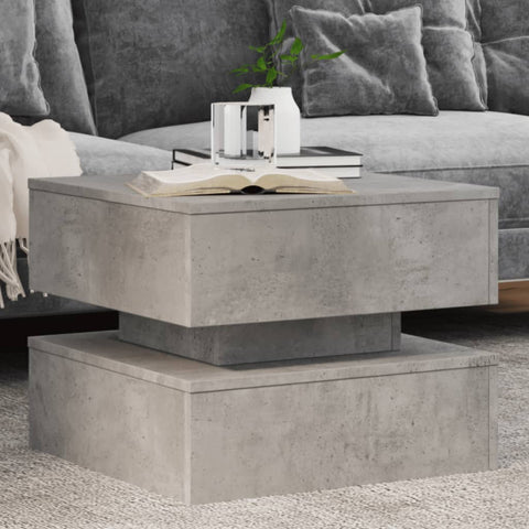 vidaXL Coffee Table with LED Lights Concrete Grey 50x50x40 cm