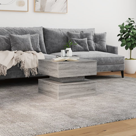vidaXL Coffee Table with LED Lights Grey Sonoma 50x50x40 cm