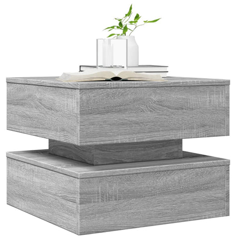 vidaXL Coffee Table with LED Lights Grey Sonoma 50x50x40 cm