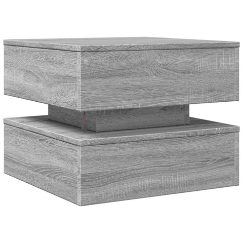 vidaXL Coffee Table with LED Lights Grey Sonoma 50x50x40 cm