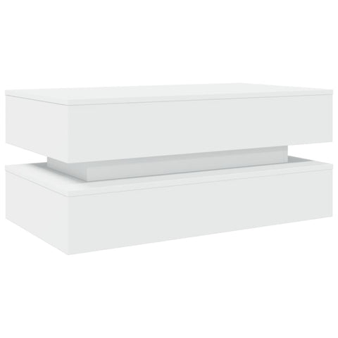 vidaXL Coffee Table with LED Lights White 90x50x40 cm