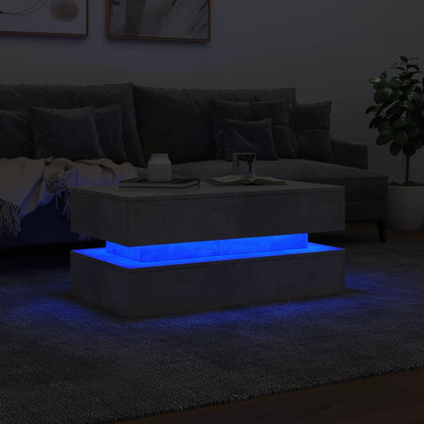 vidaXL Coffee Table with LED Lights Concrete Grey 90x50x40 cm