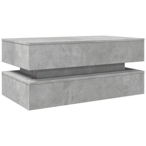 vidaXL Coffee Table with LED Lights Concrete Grey 90x50x40 cm