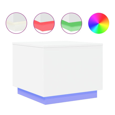 vidaXL Coffee Table with LED Lights White 50x50x40 cm