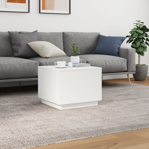 vidaXL Coffee Table with LED Lights White 50x50x40 cm