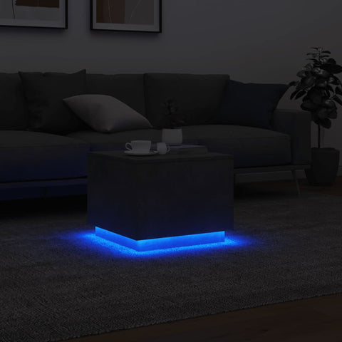 vidaXL Coffee Table with LED Lights Concrete Grey 50x50x40 cm