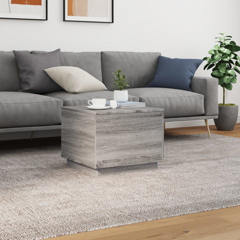 vidaXL Coffee Table with LED Lights Grey Sonoma 50x50x40 cm