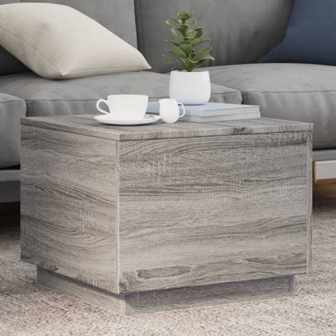 vidaXL Coffee Table with LED Lights Grey Sonoma 50x50x40 cm
