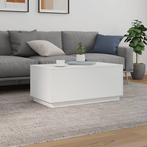 vidaXL Coffee Table with LED Lights White 90x50x40 cm