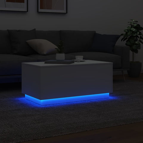 vidaXL Coffee Table with LED Lights White 90x50x40 cm