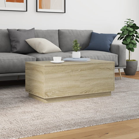 vidaXL Coffee Table with LED Lights Sonoma Oak 90x50x40 cm