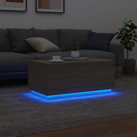 vidaXL Coffee Table with LED Lights Sonoma Oak 90x50x40 cm