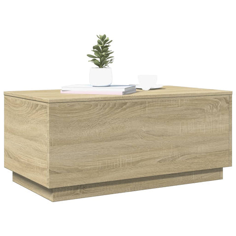 vidaXL Coffee Table with LED Lights Sonoma Oak 90x50x40 cm