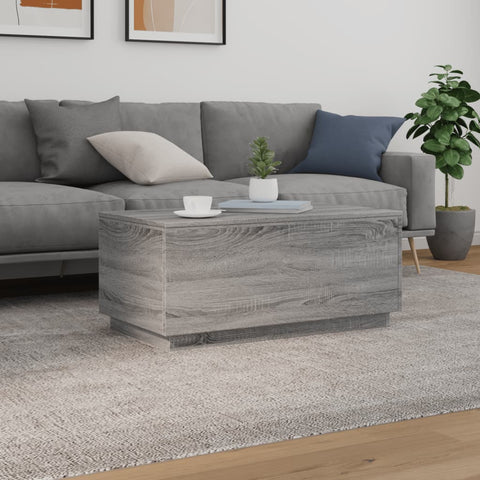 vidaXL Coffee Table with LED Lights Grey Sonoma 90x50x40 cm