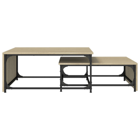vidaXL Nesting Coffee Tables 2 pcs Sonoma Oak Engineered Wood and Metal