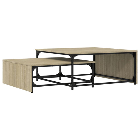 vidaXL Nesting Coffee Tables 2 pcs Sonoma Oak Engineered Wood and Metal