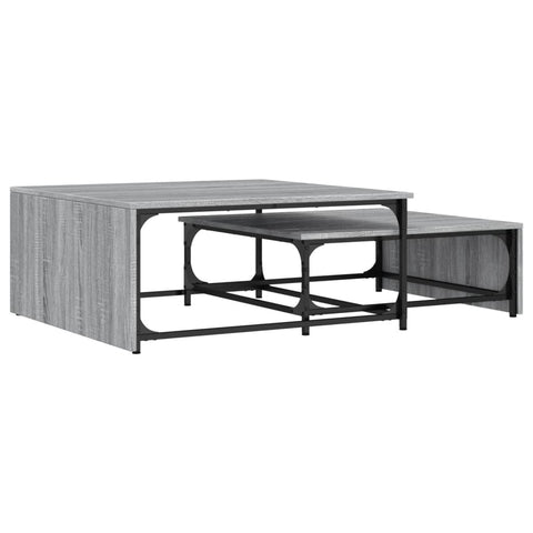 vidaXL Nesting Coffee Tables 2 pcs Grey Sonoma Engineered Wood and Metal