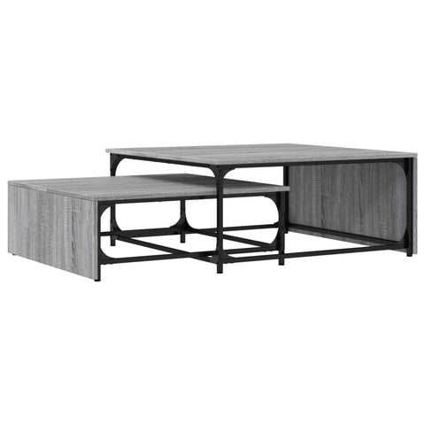 vidaXL Nesting Coffee Tables 2 pcs Grey Sonoma Engineered Wood and Metal