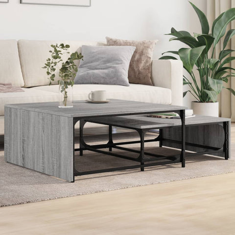 vidaXL Nesting Coffee Tables 2 pcs Grey Sonoma Engineered Wood and Metal