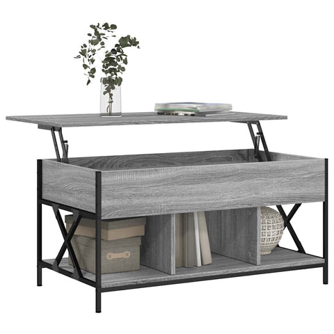 vidaXL Coffee Table Grey Sonoma 100x55x50 cm Engineered Wood and Metal
