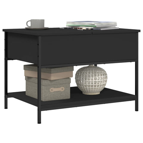 vidaXL Coffee Table Black 70x50x50 cm Engineered Wood and Metal