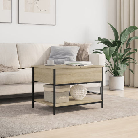 vidaXL Coffee Table Sonoma Oak 70x50x50 cm Engineered Wood and Metal