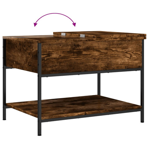 vidaXL Coffee Table Smoked Oak 70x50x50 cm Engineered Wood and Metal