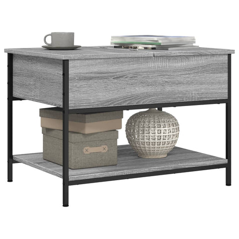 vidaXL Coffee Table Grey Sonoma 70x50x50 cm Engineered Wood and Metal