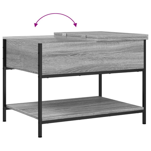 vidaXL Coffee Table Grey Sonoma 70x50x50 cm Engineered Wood and Metal