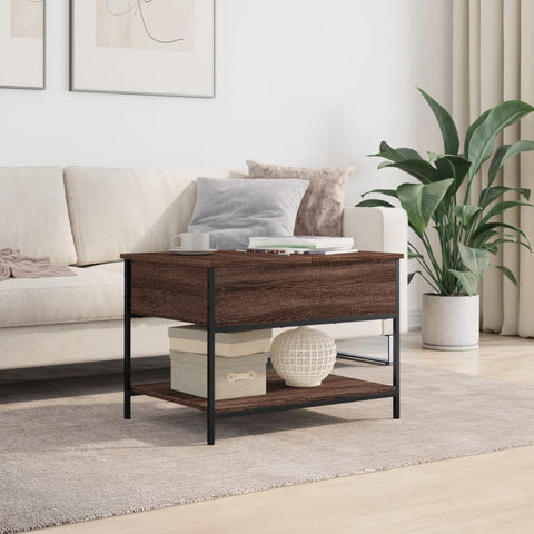 vidaXL Coffee Table Brown Oak 70x50x50 cm Engineered Wood and Metal