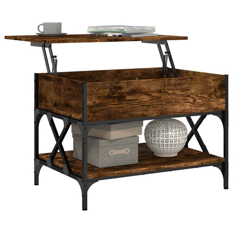 vidaXL Coffee Table Smoked Oak 70x50x50 cm Engineered Wood and Metal