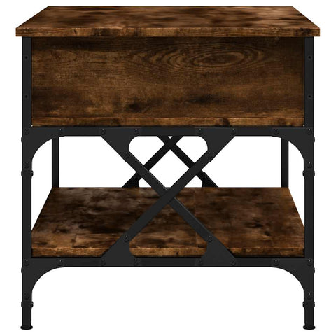 vidaXL Coffee Table Smoked Oak 70x50x50 cm Engineered Wood and Metal