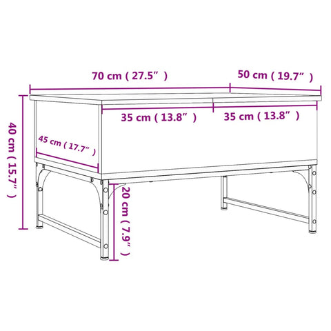 vidaXL Coffee Table Black 70x50x40 cm Engineered Wood and Metal