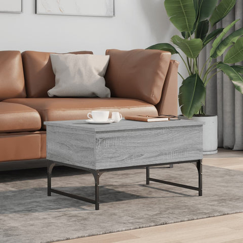 vidaXL Coffee Table Grey Sonoma 70x50x40 cm Engineered Wood and Metal