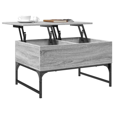 vidaXL Coffee Table Grey Sonoma 70x50x40 cm Engineered Wood and Metal