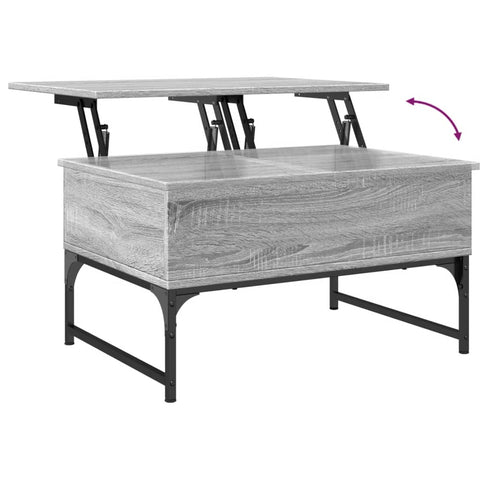 vidaXL Coffee Table Grey Sonoma 70x50x40 cm Engineered Wood and Metal