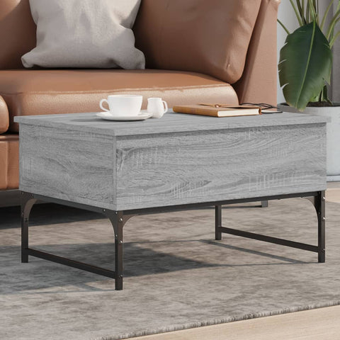 vidaXL Coffee Table Grey Sonoma 70x50x40 cm Engineered Wood and Metal