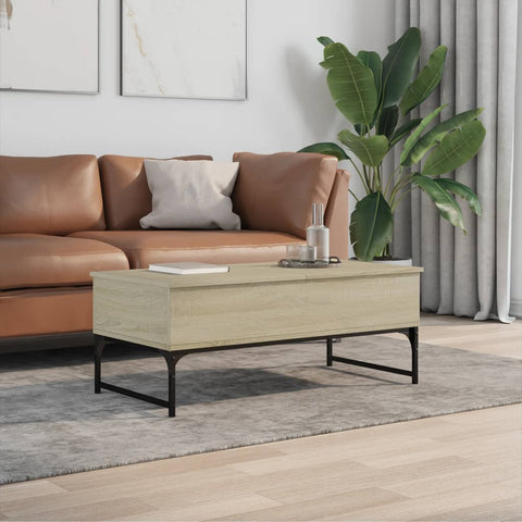 vidaXL Coffee Table Sonoma Oak 100x50x40 cm Engineered Wood and Metal