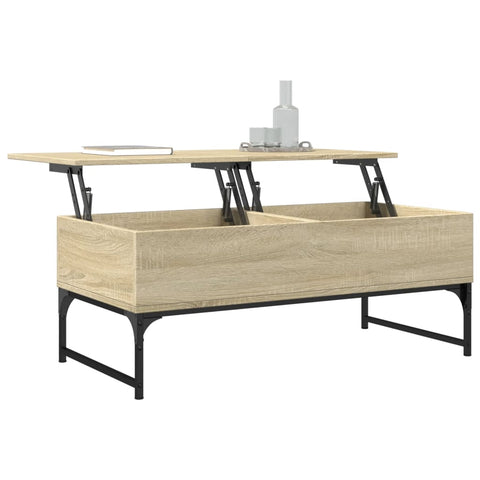 vidaXL Coffee Table Sonoma Oak 100x50x40 cm Engineered Wood and Metal