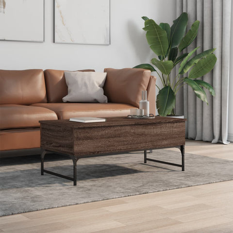 vidaXL Coffee Table Brown Oak 100x50x40 cm Engineered Wood and Metal