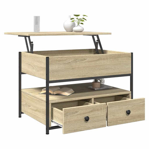 vidaXL Coffee Table Sonoma Oak 70x50x50 cm Engineered Wood and Metal