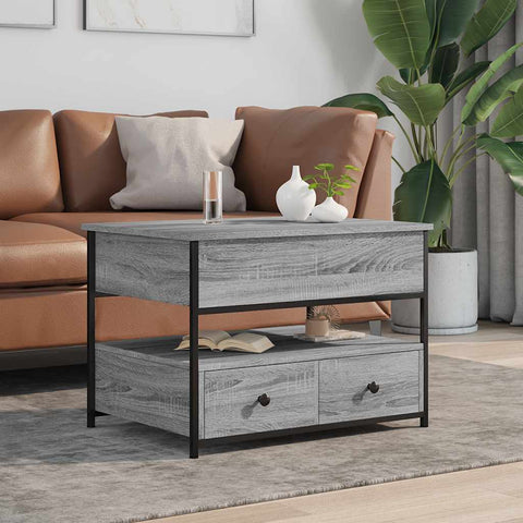 vidaXL Coffee Table Grey Sonoma 70x50x50 cm Engineered Wood and Metal