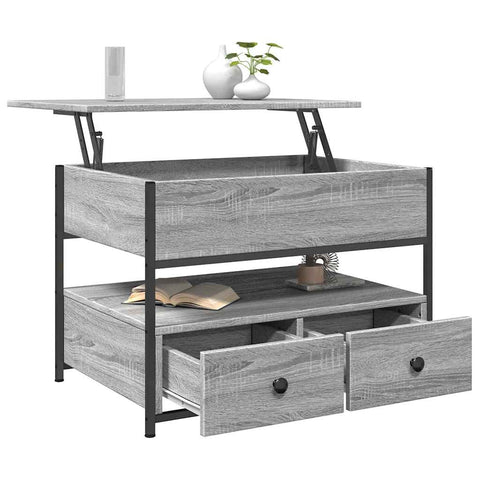 vidaXL Coffee Table Grey Sonoma 70x50x50 cm Engineered Wood and Metal
